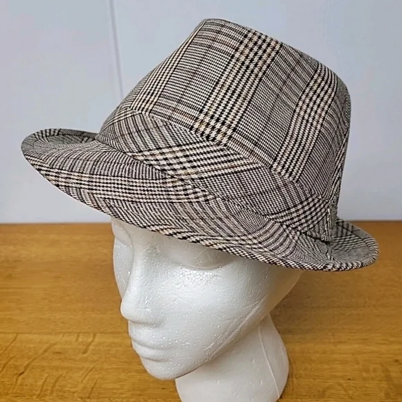 Anoma Woman’s Brown Plaid Fedora Hat Size  100% Cotton 7⅛(22") - Picture 8 of 10
